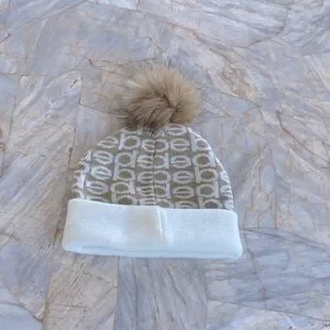 bebe | Accessories | Bebe Hat Cream White With Logo Beanie  display picture 1